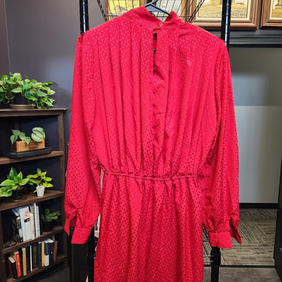 VINTAGE Pleated High Neck Long Sleeve Maxi Dress 8 - Picture 2 of 6